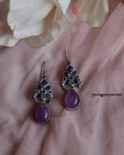 Load image into Gallery viewer, Cher Purple &amp; Blue Dangler Earrings
