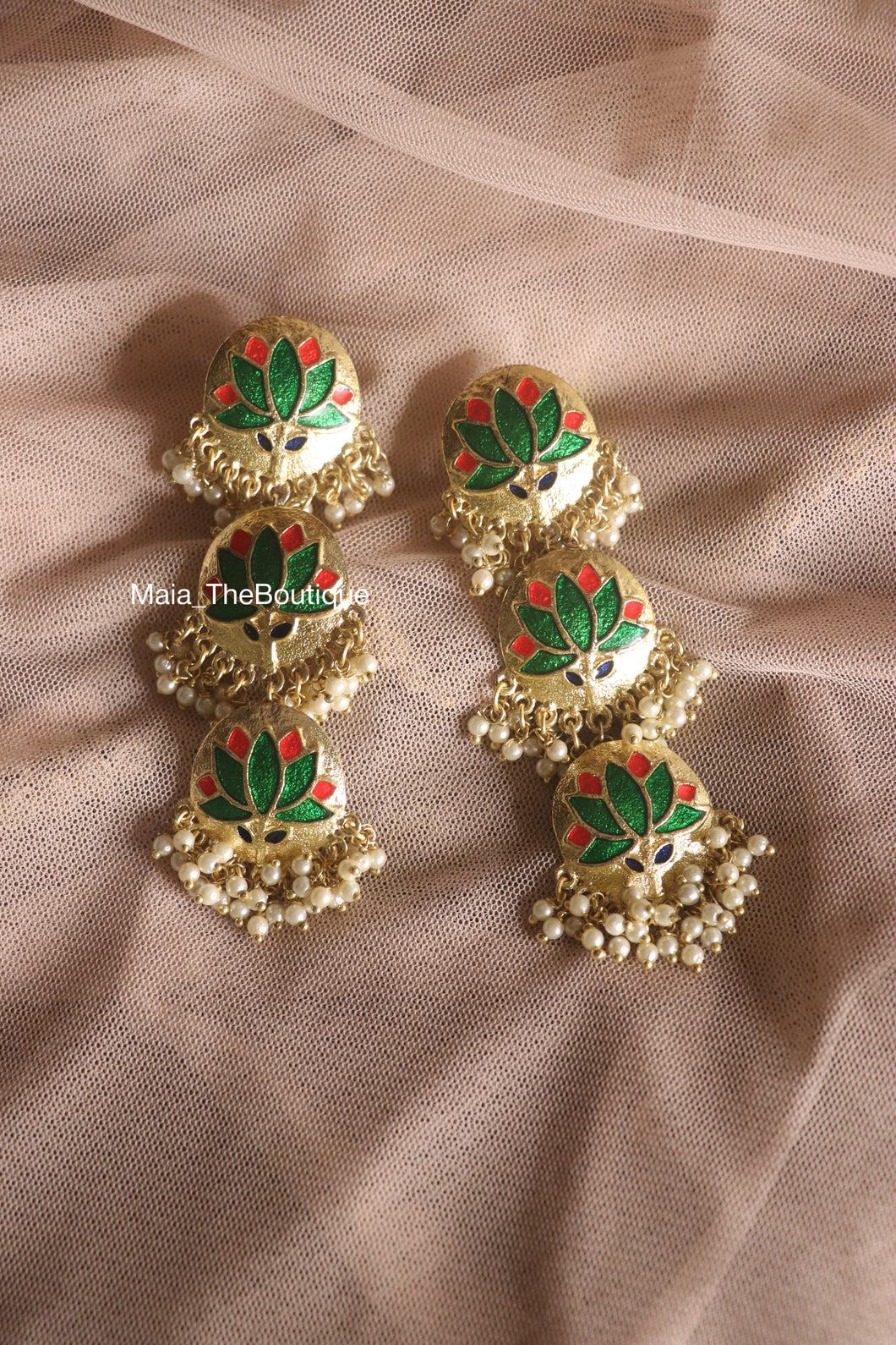 RIDDHI GREEN MOTIF EARRINGS