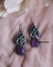 Load image into Gallery viewer, Cher Purple &amp; Blue Dangler Earrings
