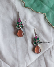 Load image into Gallery viewer, Cher Green, Peach &amp; Pink Dangler Earrings
